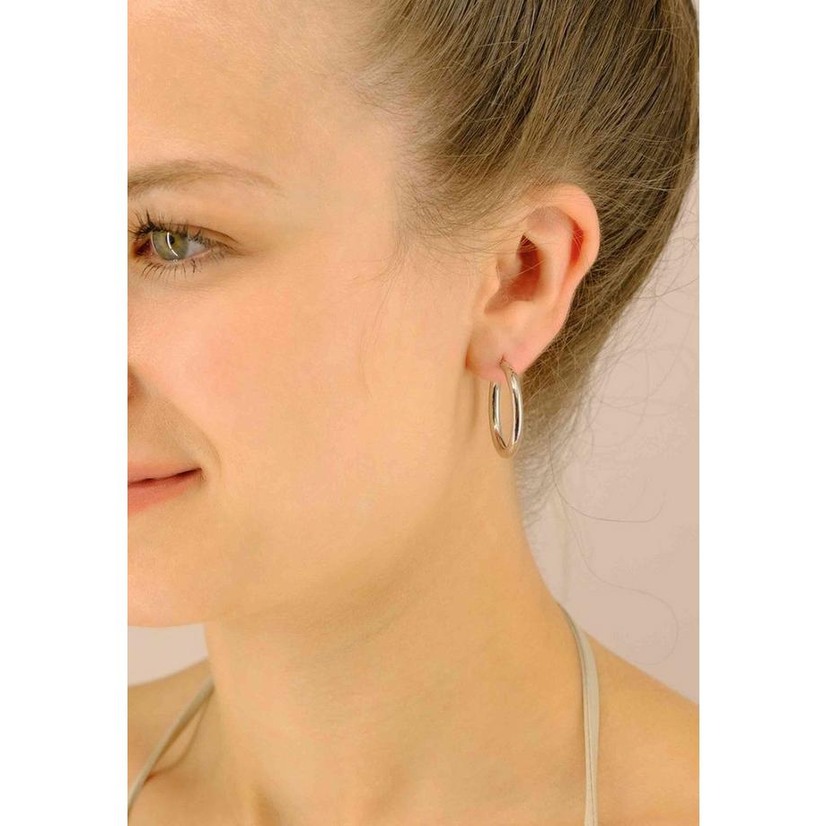 MUAU Schmuck  Créoles or blanc 750, 29mm 