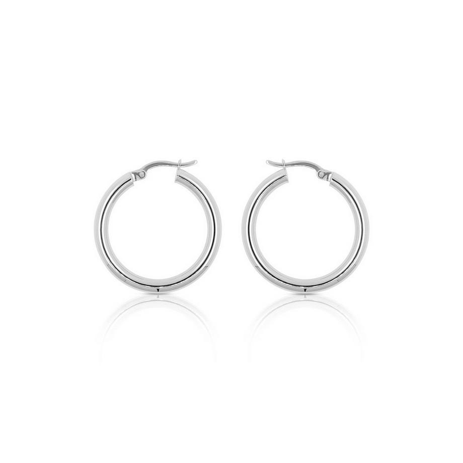 MUAU Schmuck  Créoles or blanc 750, 29mm 