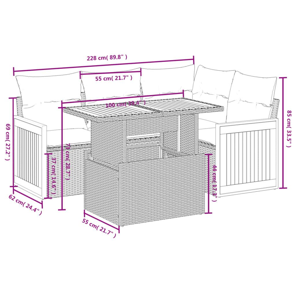 VidaXL set divano da giardino Polirattan  