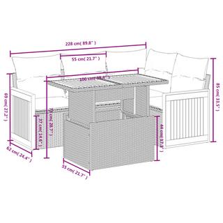 VidaXL Ensemble de canapés de jardin rotin synthétique  