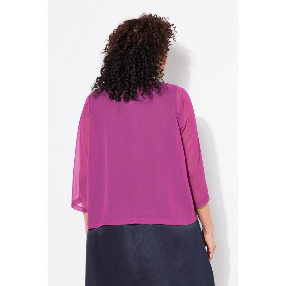 Ulla Popken Giacca in chiffon oversize Collo a scialle Maniche 3/4  