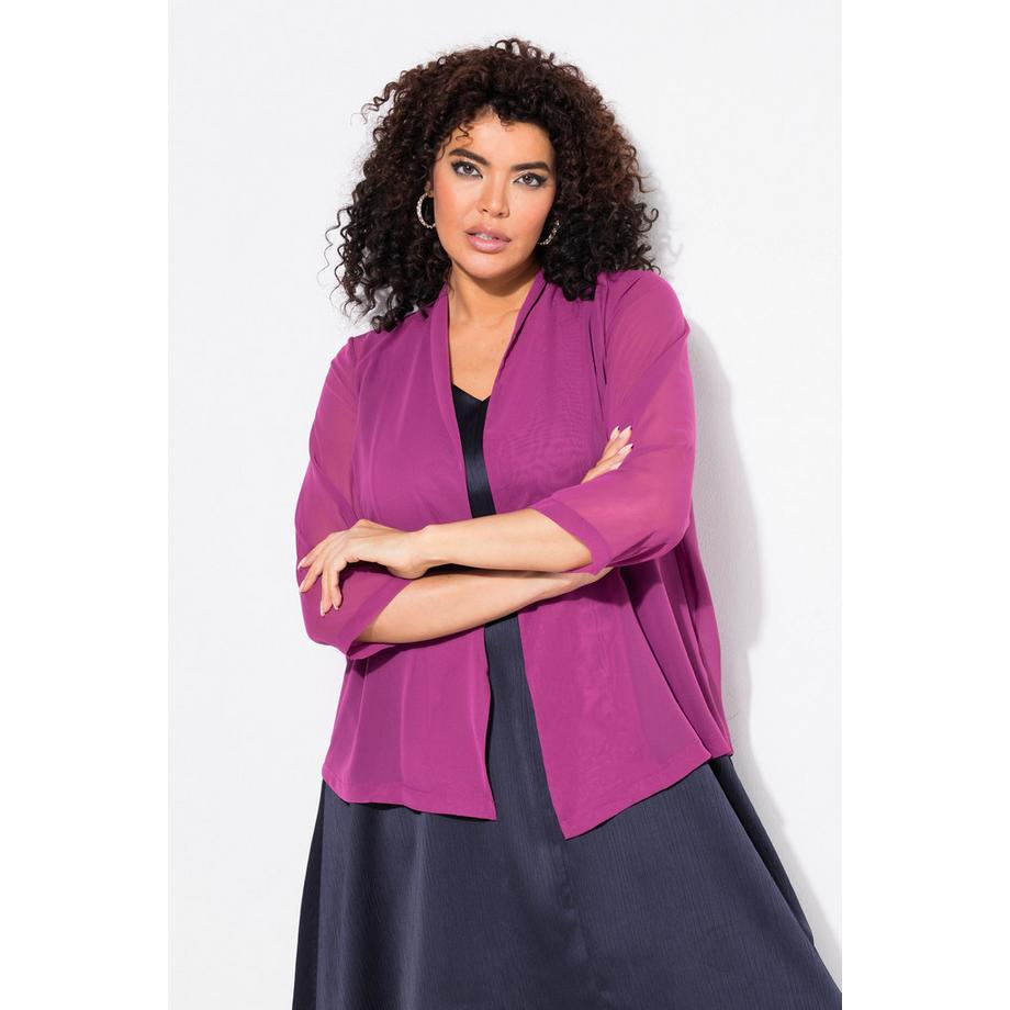 Ulla Popken Giacca in chiffon oversize Collo a scialle Maniche 3/4  