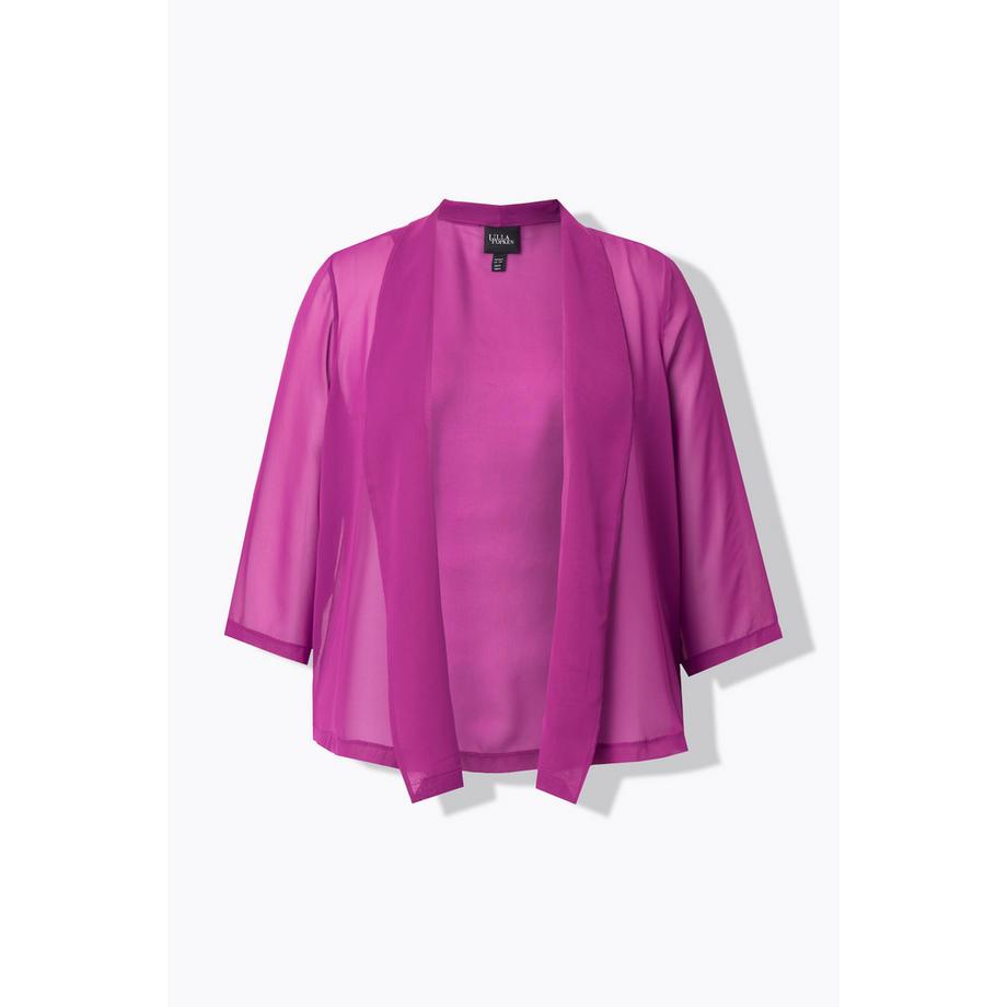 Ulla Popken Giacca in chiffon oversize Collo a scialle Maniche 3/4  