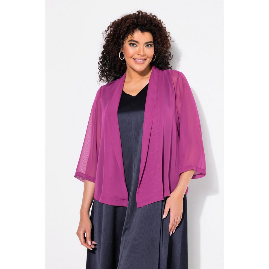 Ulla Popken Giacca in chiffon oversize Collo a scialle Maniche 3/4  