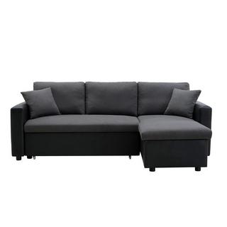 Vente-unique Canapé d'angle convertible et réversible en tissu anthracite et noir GAZUR II  