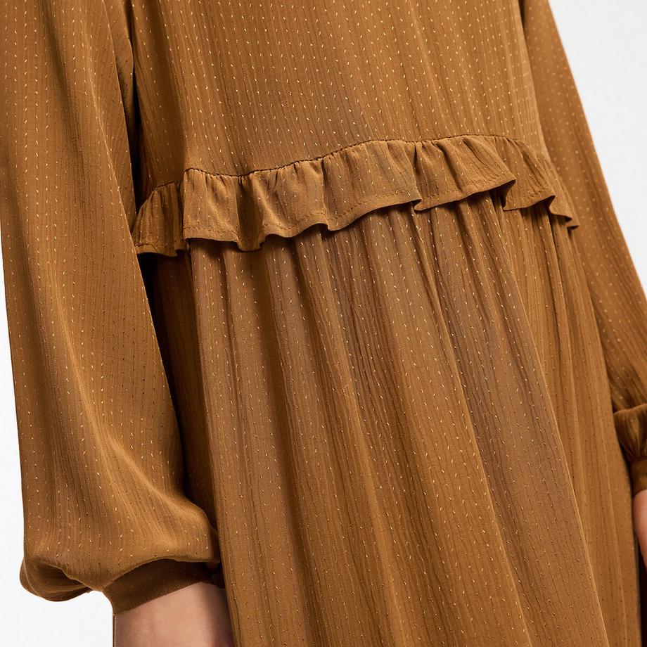 La Redoute Collections Robe longue manches longues avec volant à la taille  