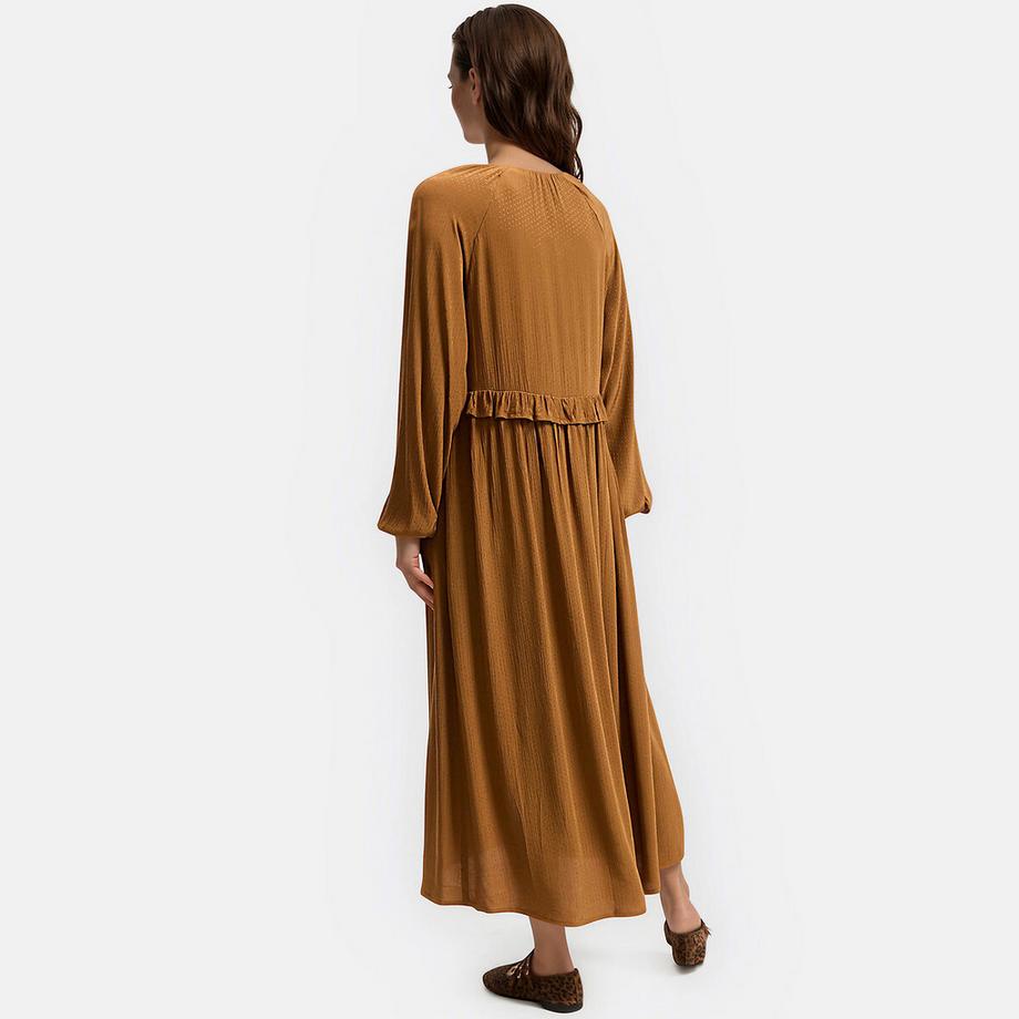 La Redoute Collections Robe longue manches longues avec volant à la taille  