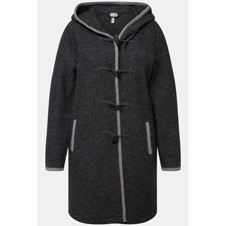 Ulla Popken  Boiled-Wool-Jacke, Quernähte, Knebelknöpfe, Schmuckpaspel 