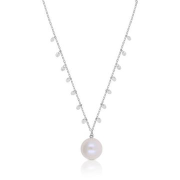 Collier Silber 925 Süsswasserperle 11-12mm Zirkonia