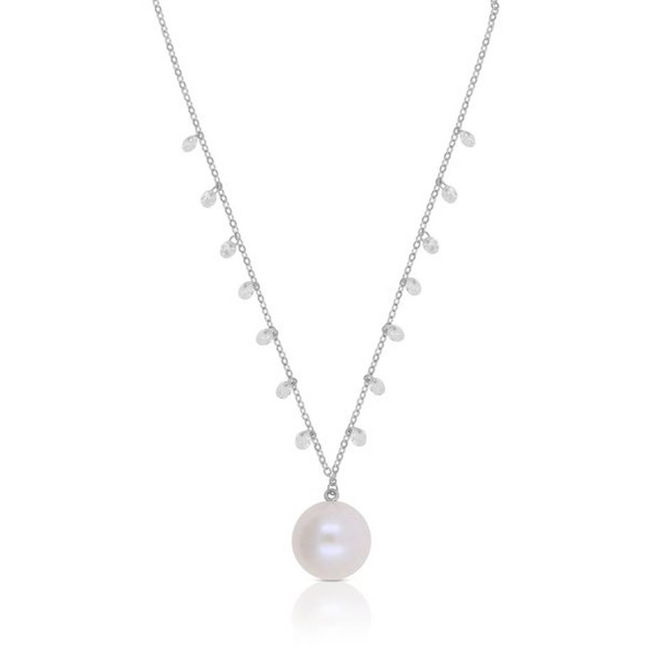 Collier argent 925 perle d'eau douce 11-12mm zirconia