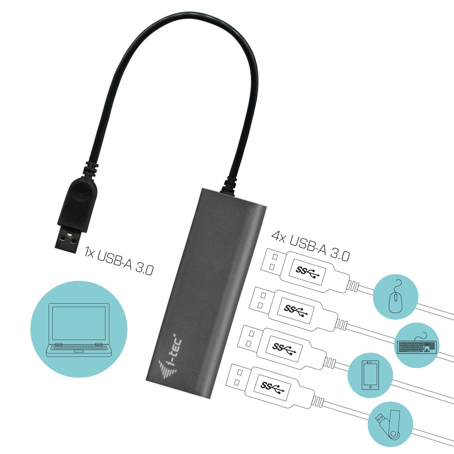 i-tec  Metal U3HUB448 hub di interfaccia USB 3.2 Gen 1 (3.1 Gen 1) Type-A 5000 Mbit/s Grigio 