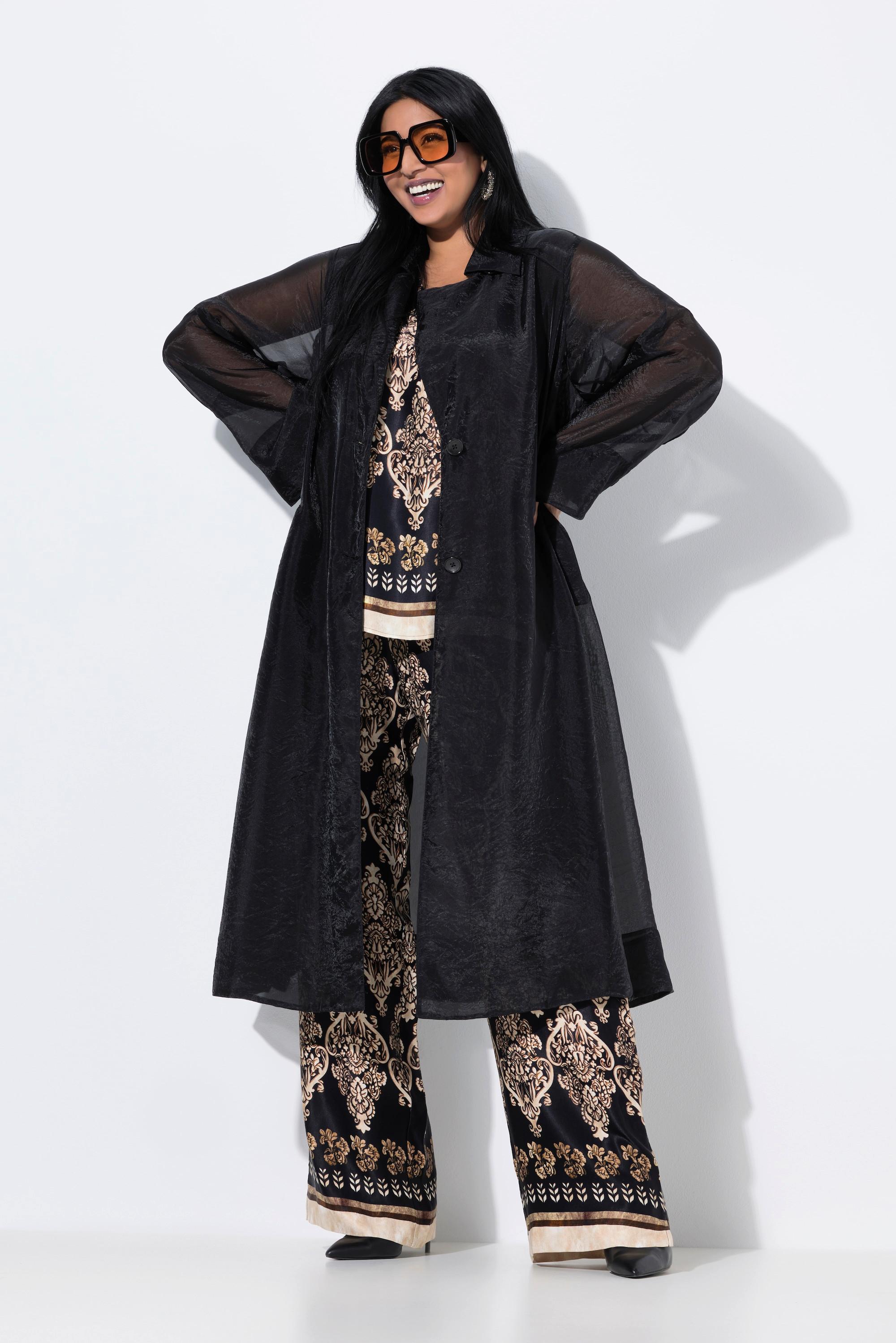 Ulla Popken A-Linie Organza Mantel mit Reverskragen  