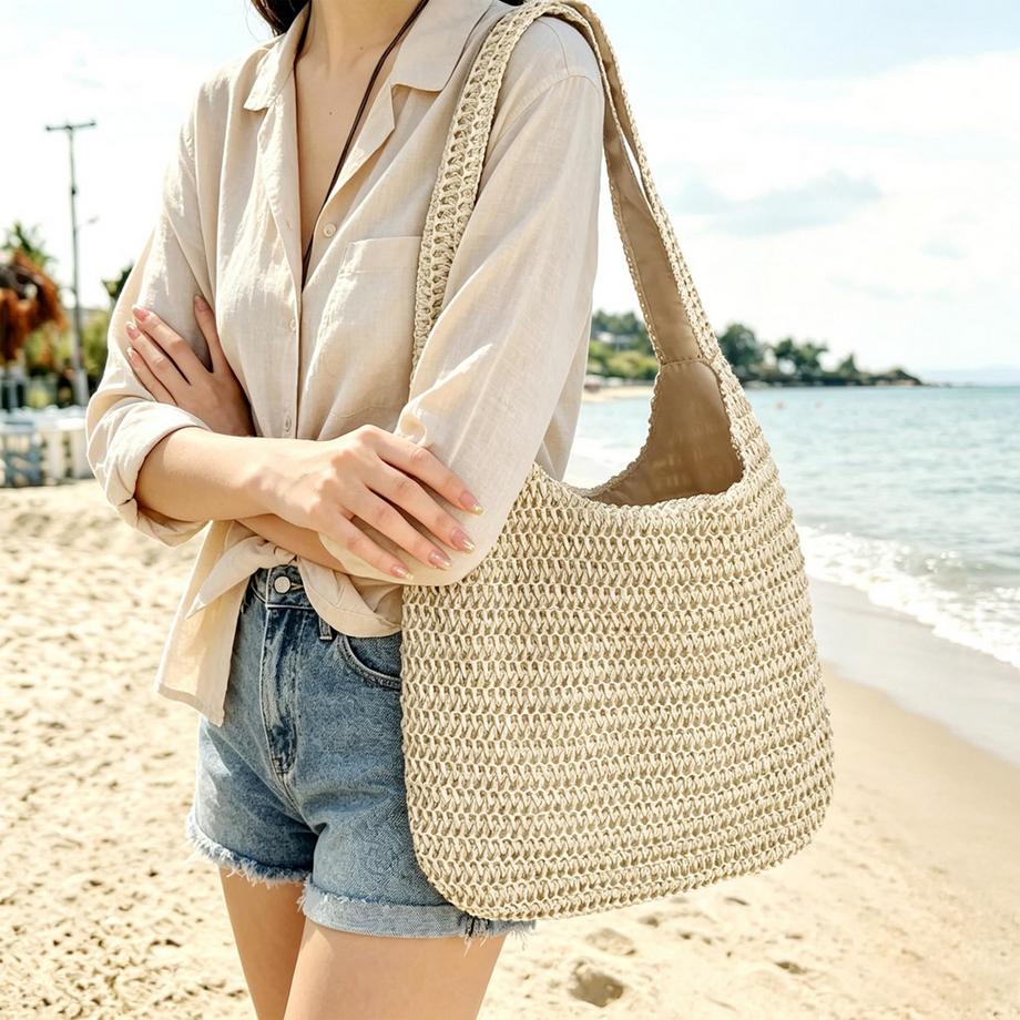 Only-bags.store Gestrickte Strandtasche für Sommerreisen  