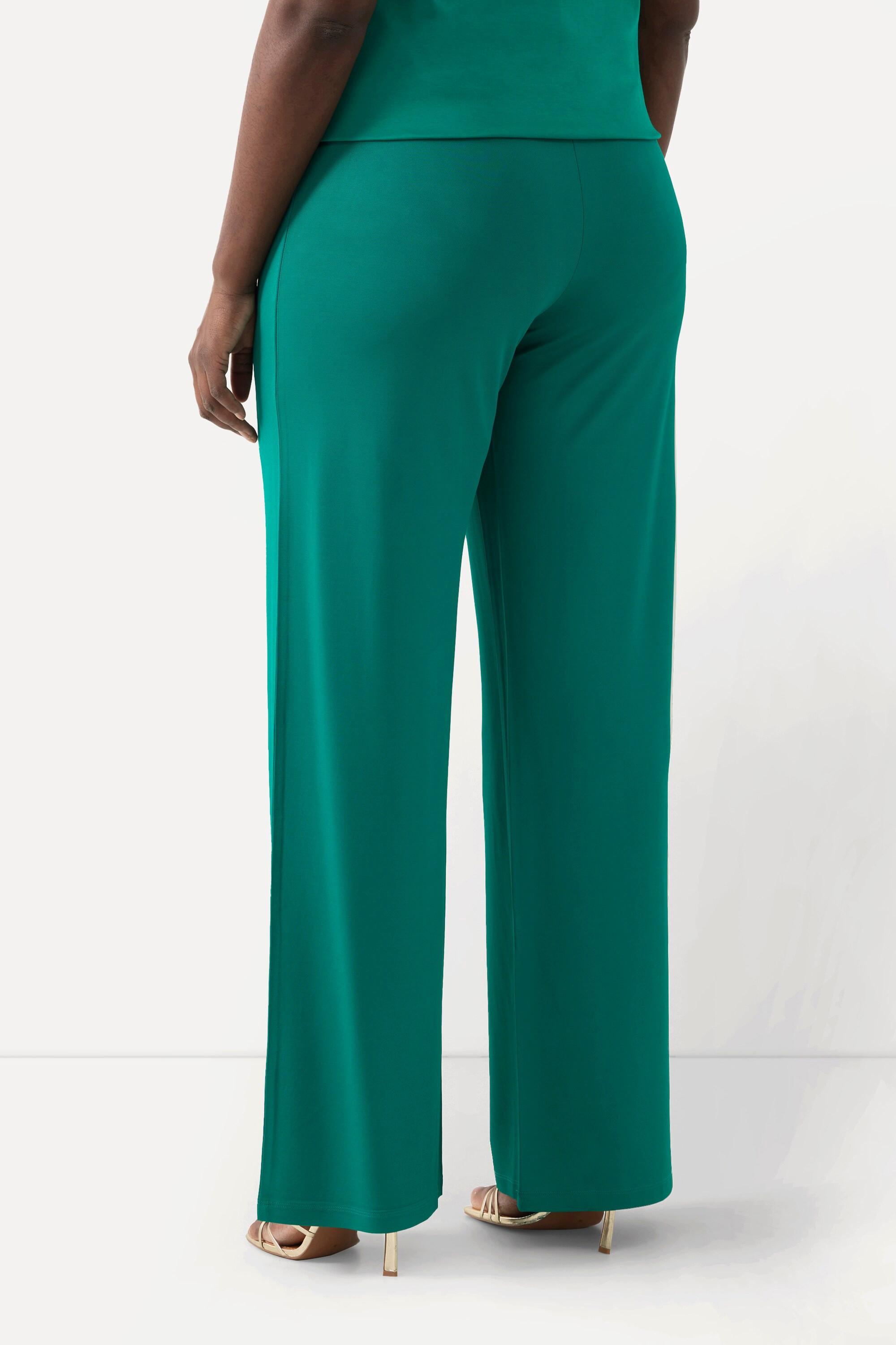 Ulla Popken  Pantalon slinky. Maille piquée. Jambe large, taille élastique. 