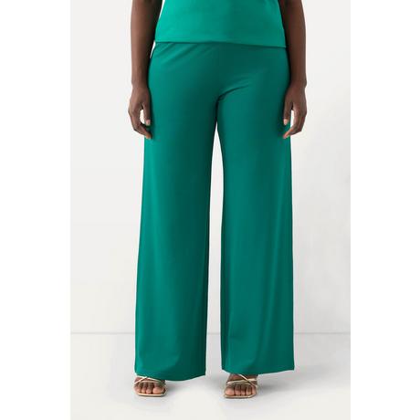 Ulla Popken  Pantalon slinky. Maille piquée. Jambe large, taille élastique. 