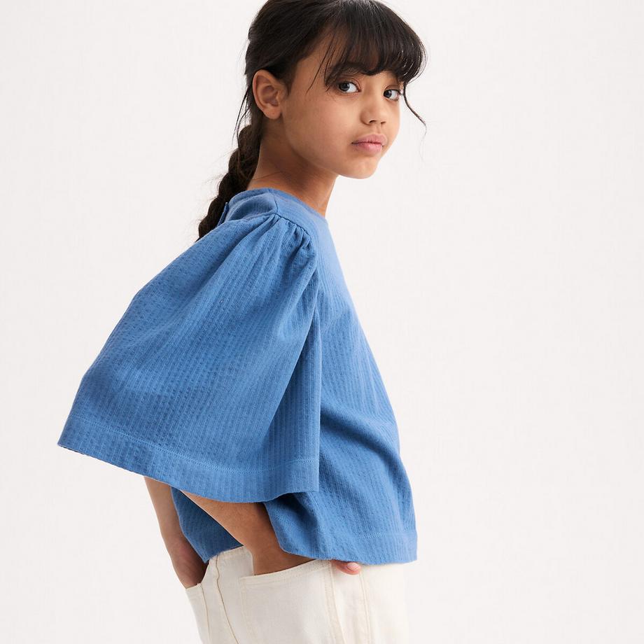 T-shirt col rond effet blouse