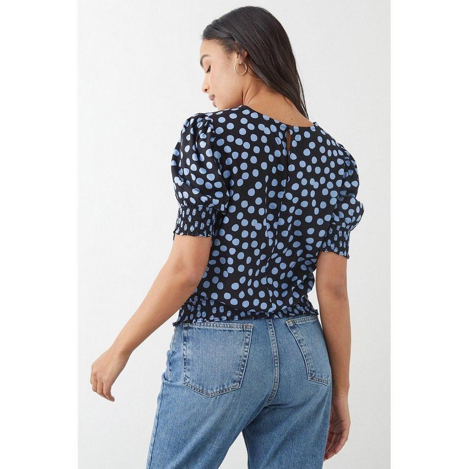 Dorothy Perkins Camicetta a Pois Orlo Arricciato  