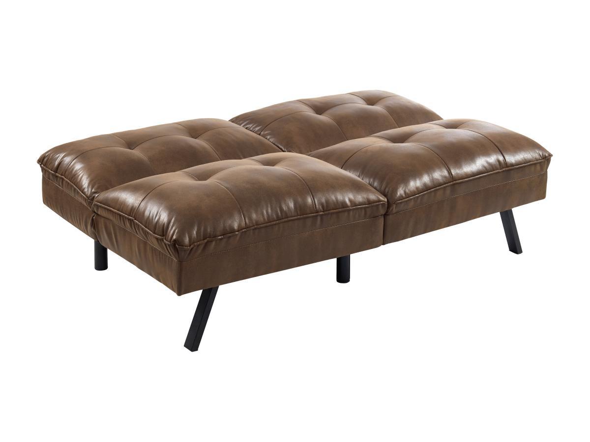 Vente-unique Canapé convertible clic-clac 3 places en microfibre vieillie marron PEGULA II  