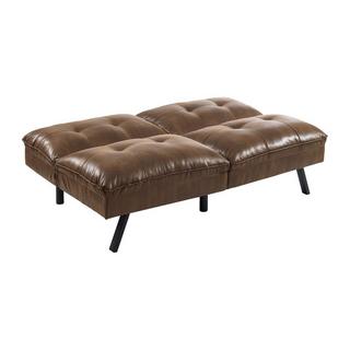 Vente-unique Canapé convertible clic-clac 3 places en microfibre vieillie marron PEGULA II  