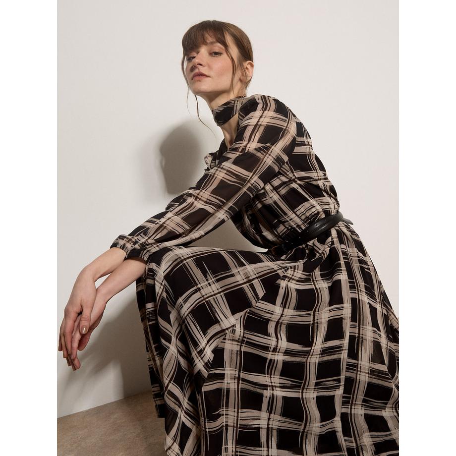 APRICOT Kariertes Crêpe Midikleid  