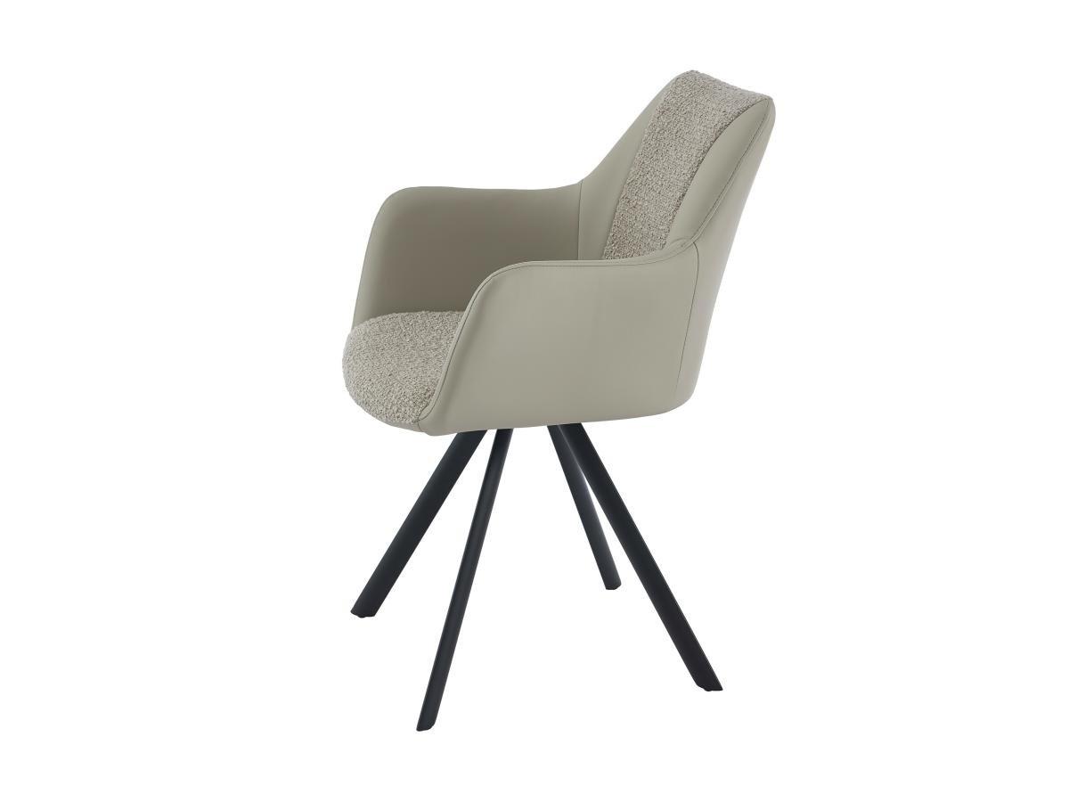 Vente-unique Lot de 6 chaises avec accoudoirs en simili, tissu et métal noir - Beige - TALEZY  