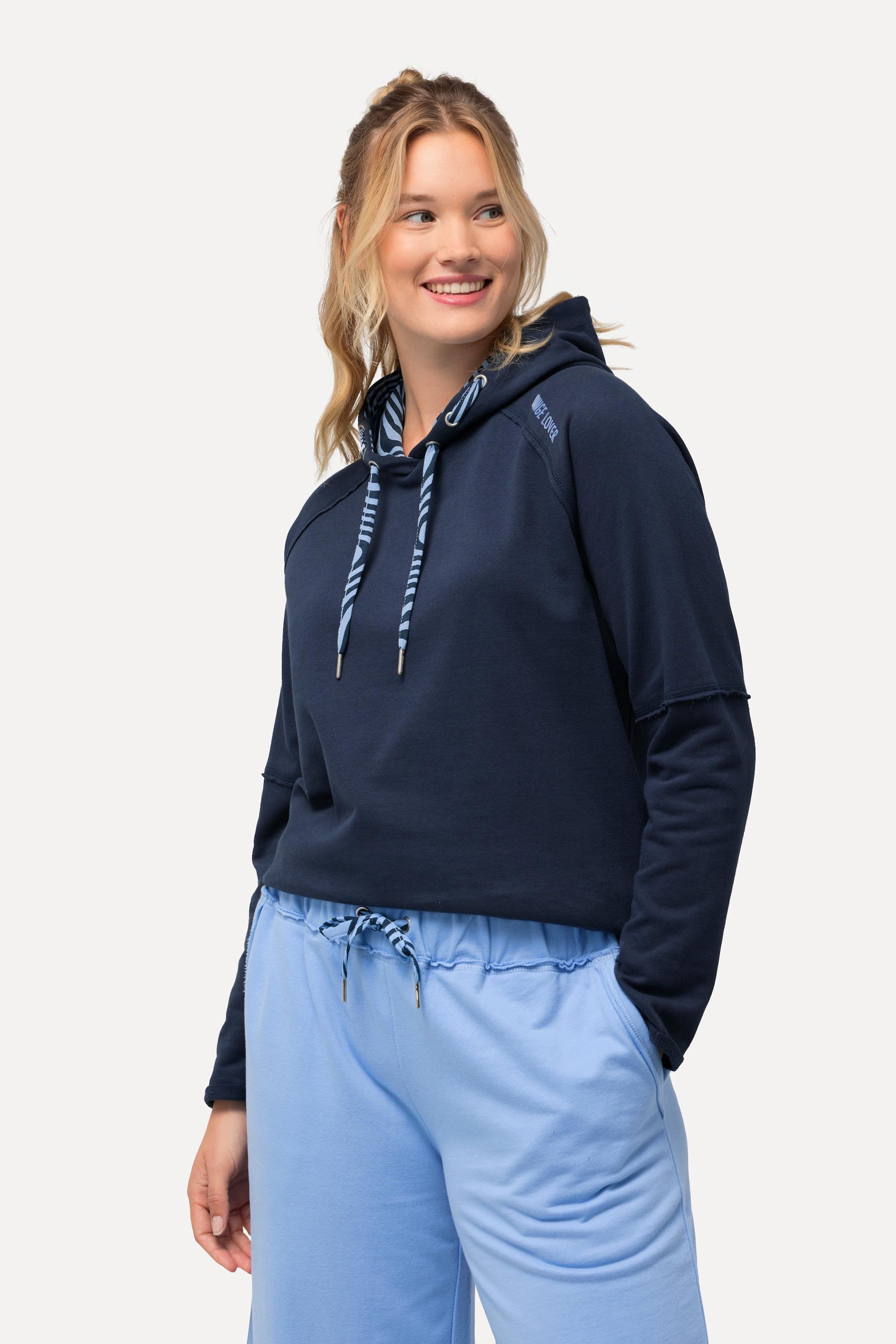 Ulla Popken  Loungewear-Hoodie, Kapuze, Rollkanten, Langarm 