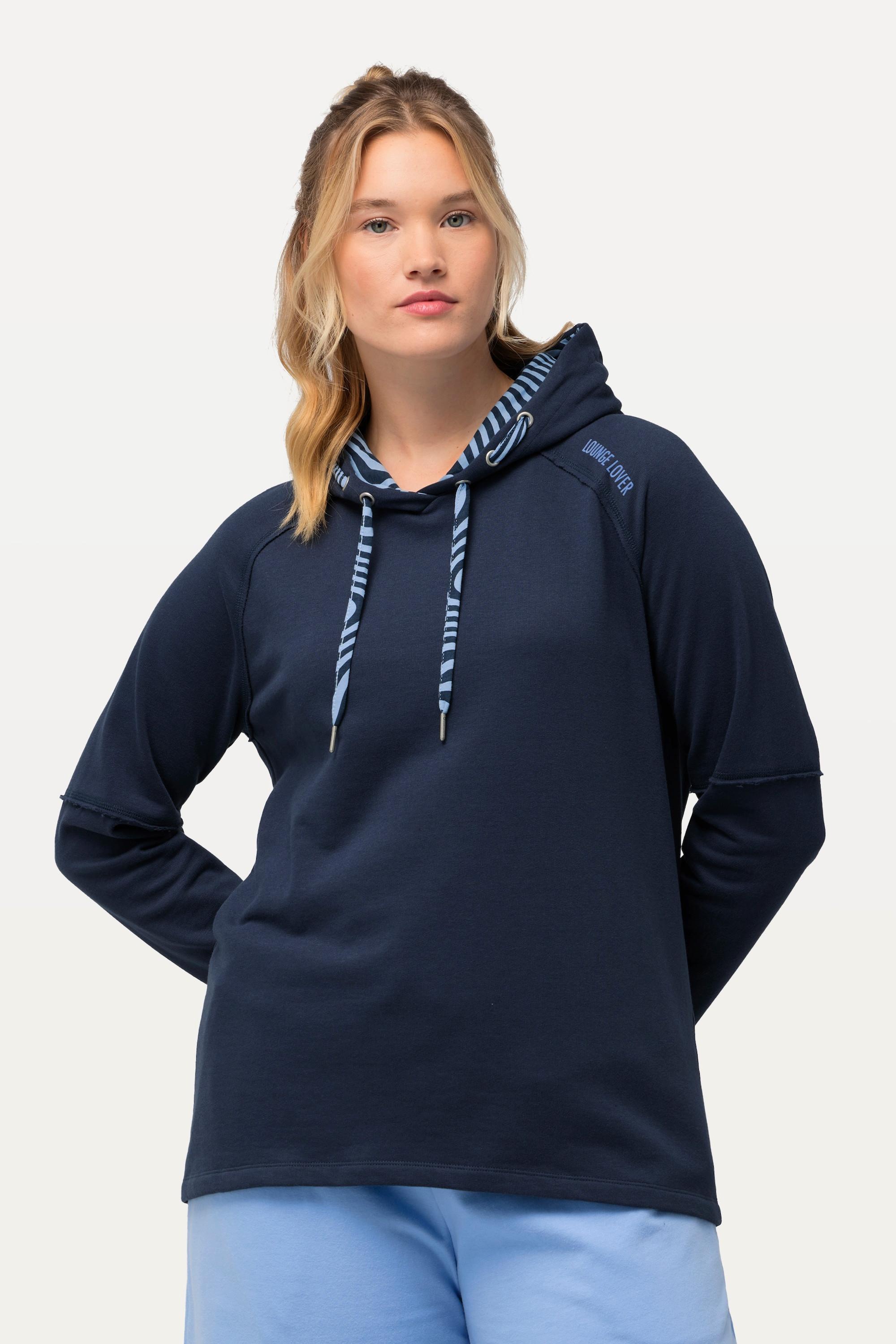 Ulla Popken  Loungewear-Hoodie, Kapuze, Rollkanten, Langarm 