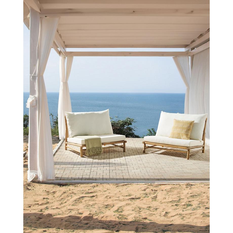 Beliani Lot de 2 chaises de jardin avec coussins en Bambou Rustique TODI  