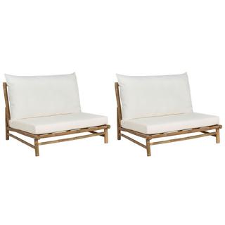 Beliani Lot de 2 chaises de jardin avec coussins en Bambou Rustique TODI  
