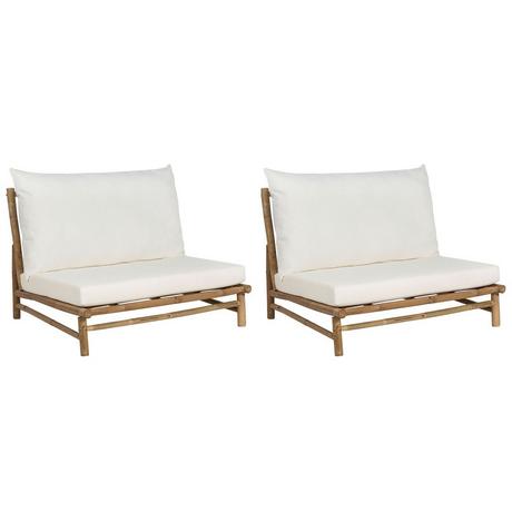 Beliani Lot de 2 chaises de jardin avec coussins en Bambou Rustique TODI  