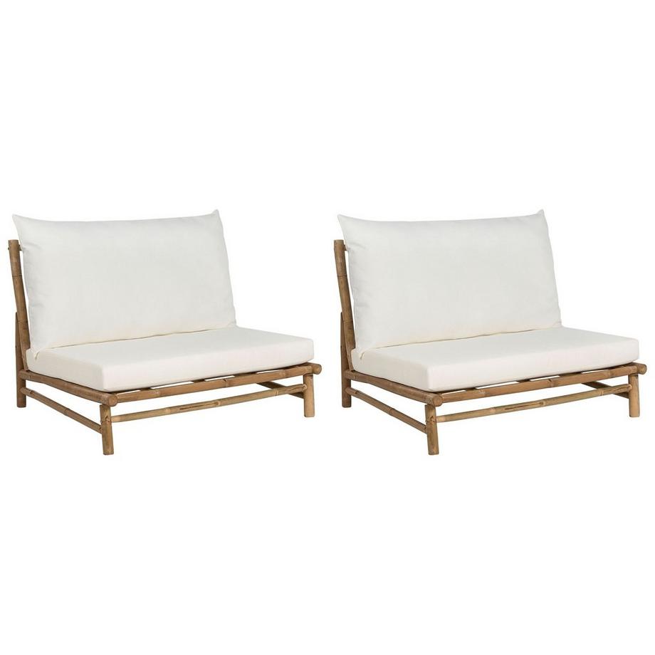 Beliani Lot de 2 chaises de jardin avec coussins en Bambou Rustique TODI  