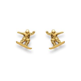 MUAU Schmuck  Ohrstecker Snowboard Gelbgold 750, 10x9mm 