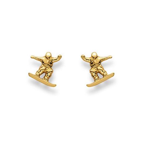 MUAU Schmuck  Ohrstecker Snowboard Gelbgold 750, 10x9mm 