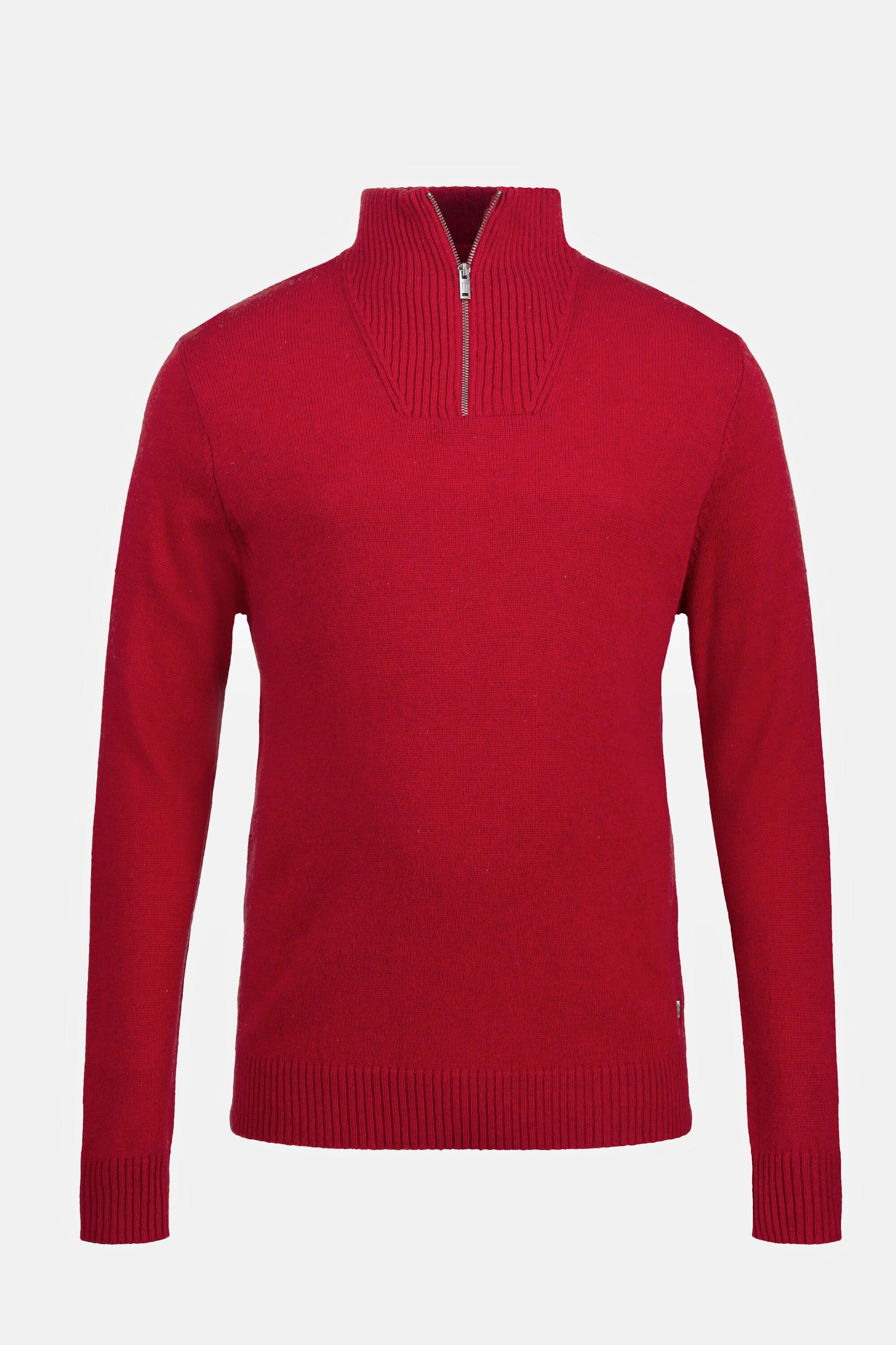 JP1880  Pullover polo con collo alto, zip e più filati 