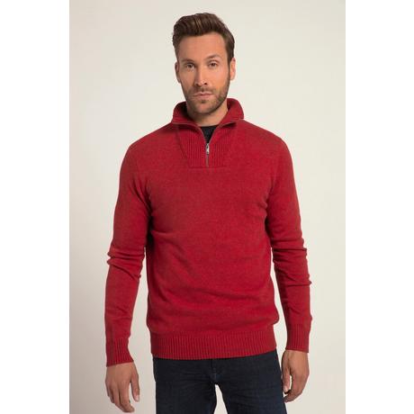 JP1880  Pullover polo con collo alto, zip e più filati 