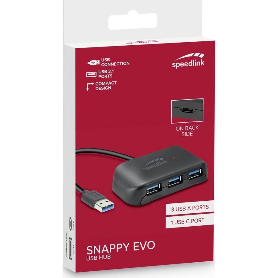 SPEEDLINK  SNAPPY EVO USB-A Hub, 4-Port SL-140109-BK USB 3.2 