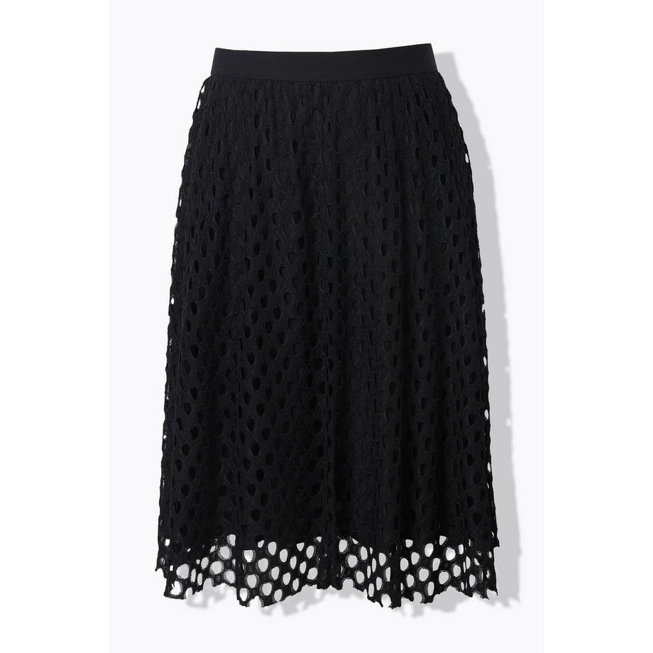 Ulla Popken Jupe Midi Dentelle Ajourée Coupe Évasée Taille Élastique  