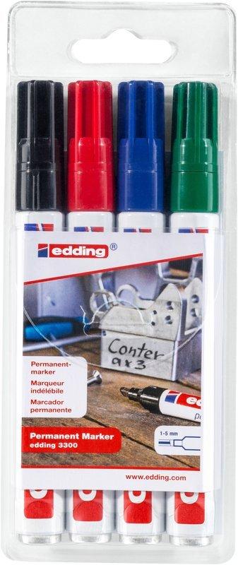 Edding EDDING Permanent Marker 1-5mm, schwarz,rot,blau,grün 4 Stk.  