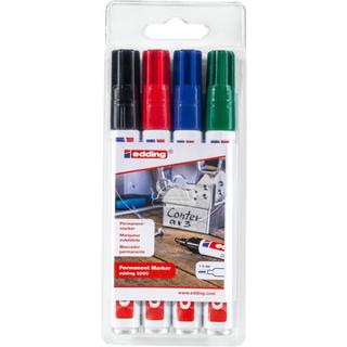 Edding EDDING Permanent Marker 3300 1-5mm 3300-E4 schwarz,rot,blau,grün 4 Stk.  