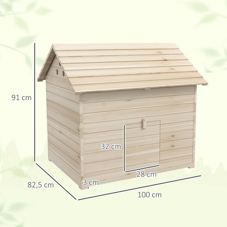 Northio  Entenhaus mit aufklappbarem Kippdach, Geflügelhaus mit erhöhten Boden und Rampe an der Vordertür, Entenstall aus Tannenholz, 100 x 82,5 x 91 cm 