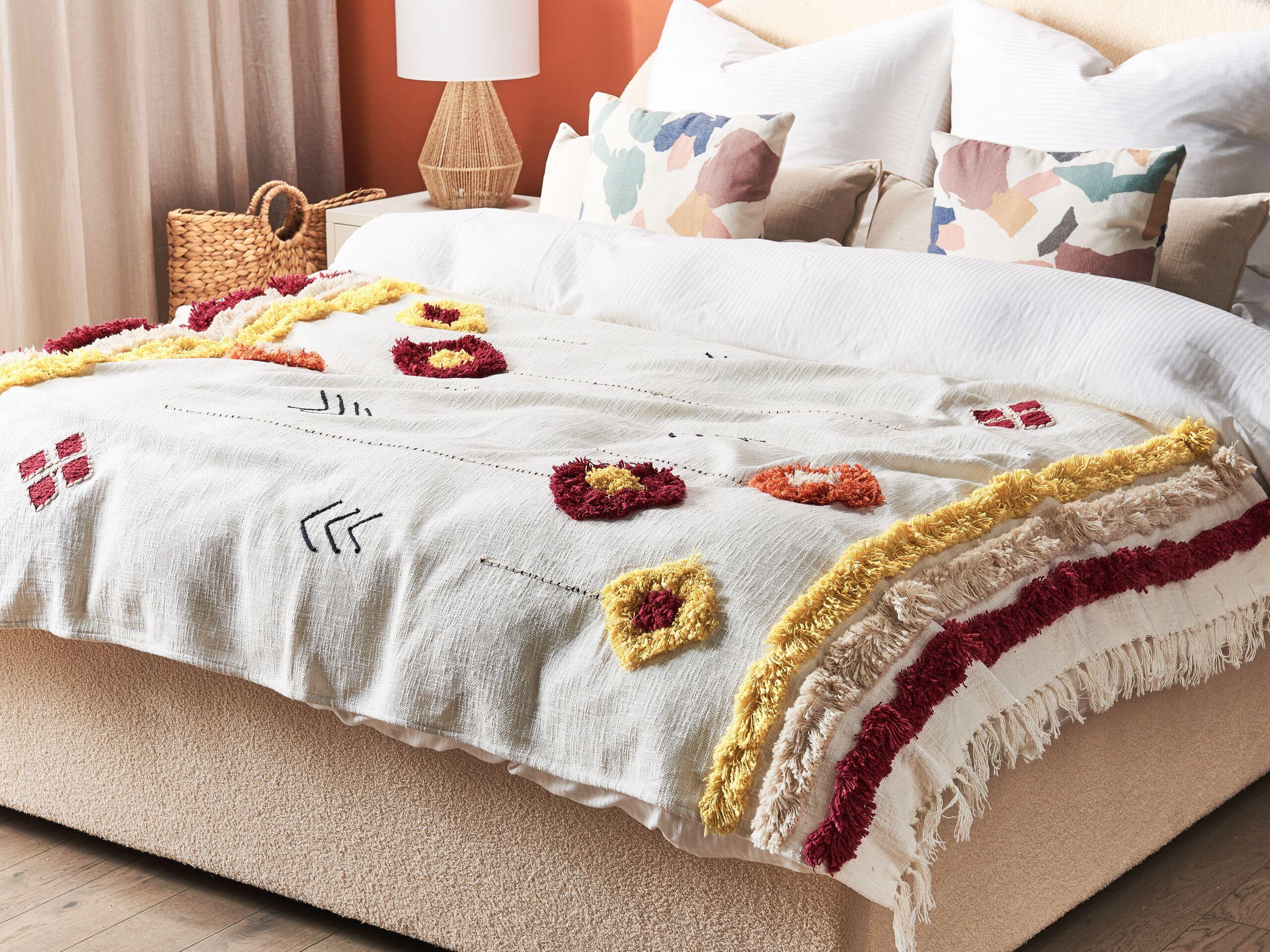 Beliani AMROHA Boho Baumwoll Kuscheldecke  