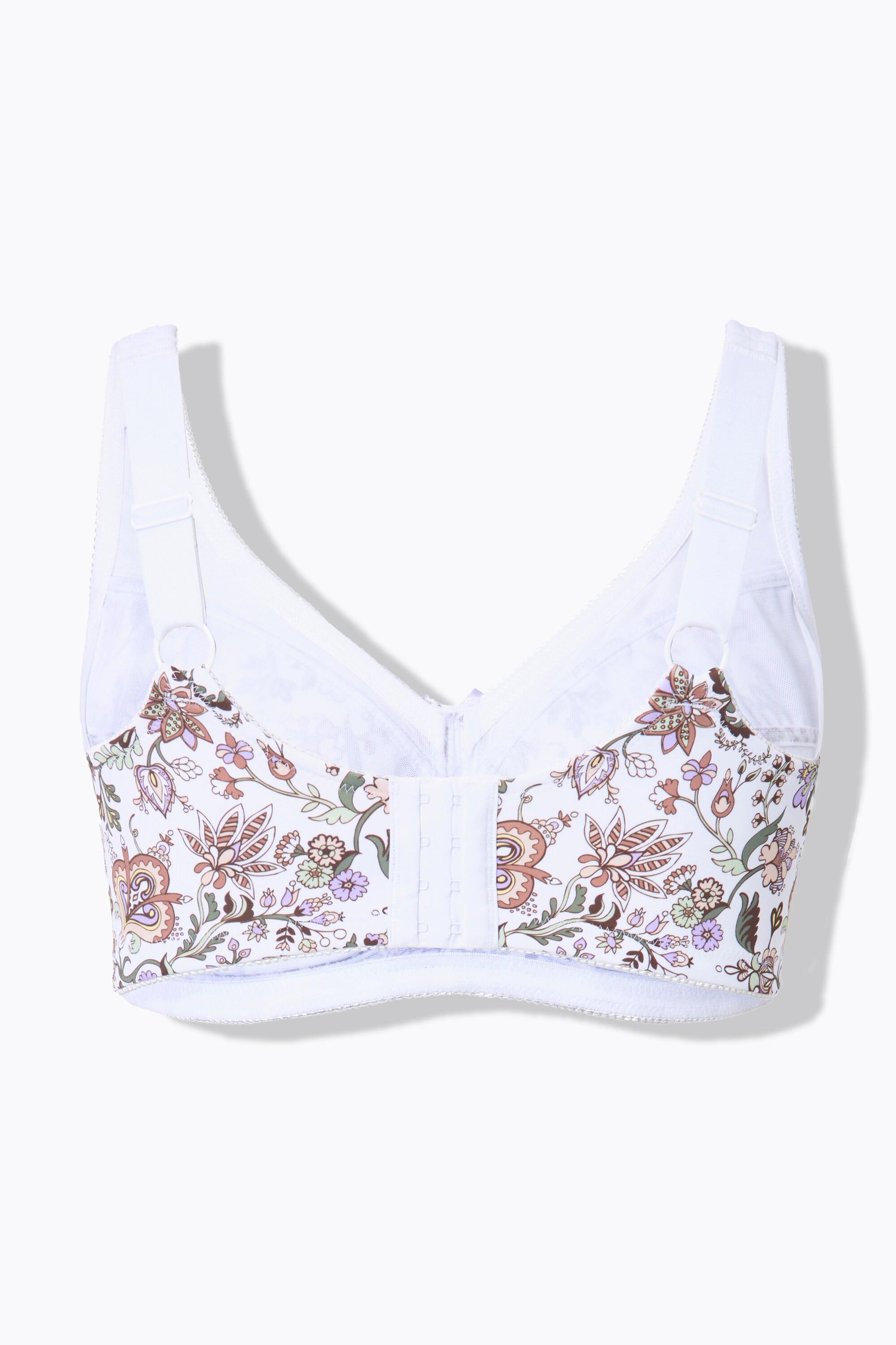 Ulla Popken  Soutien-gorge de maintien sans armatures, imprimé à fleurs - bonnet C-H 