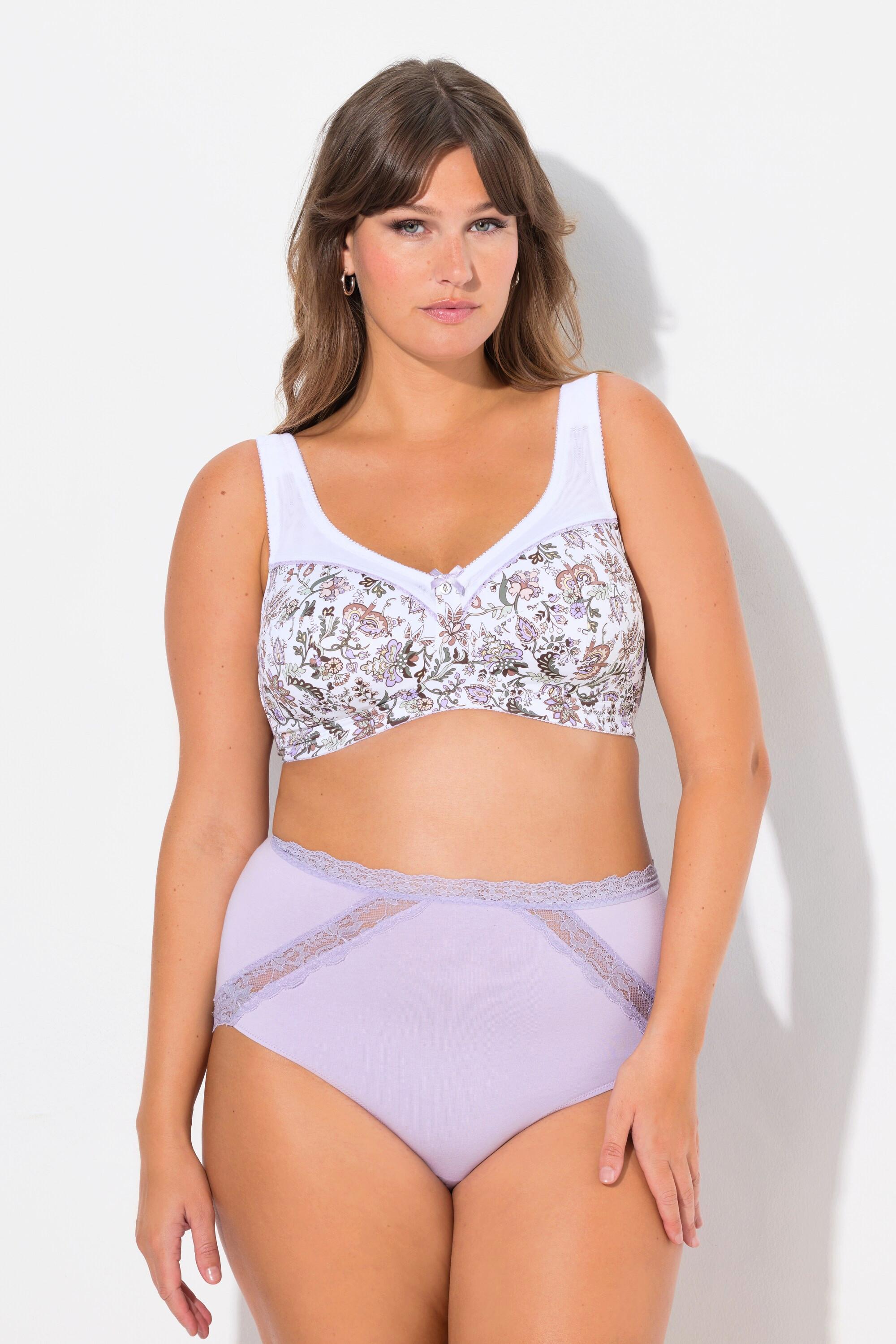 Ulla Popken  Soutien-gorge de maintien sans armatures, imprimé à fleurs - bonnet C-H 