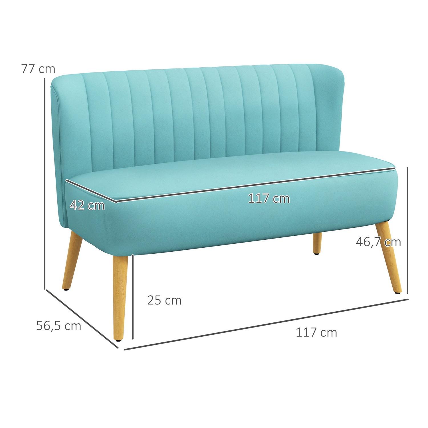 Northio 2-Sitzer Sofa Zweisitzer, Loveseat mit Leinenoptik, Doppelsofa mit Holzbeine, bis 150 kg Belastbar, Grün, 117 x 56,5 x 77 cm  