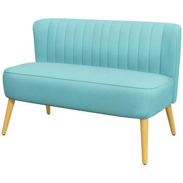 2-Sitzer Sofa Zweisitzer, Loveseat mit Leinenoptik, Doppelsofa mit Holzbeine, bis 150 kg Belastbar, Grün, 117 x 56,5 x 77 cm