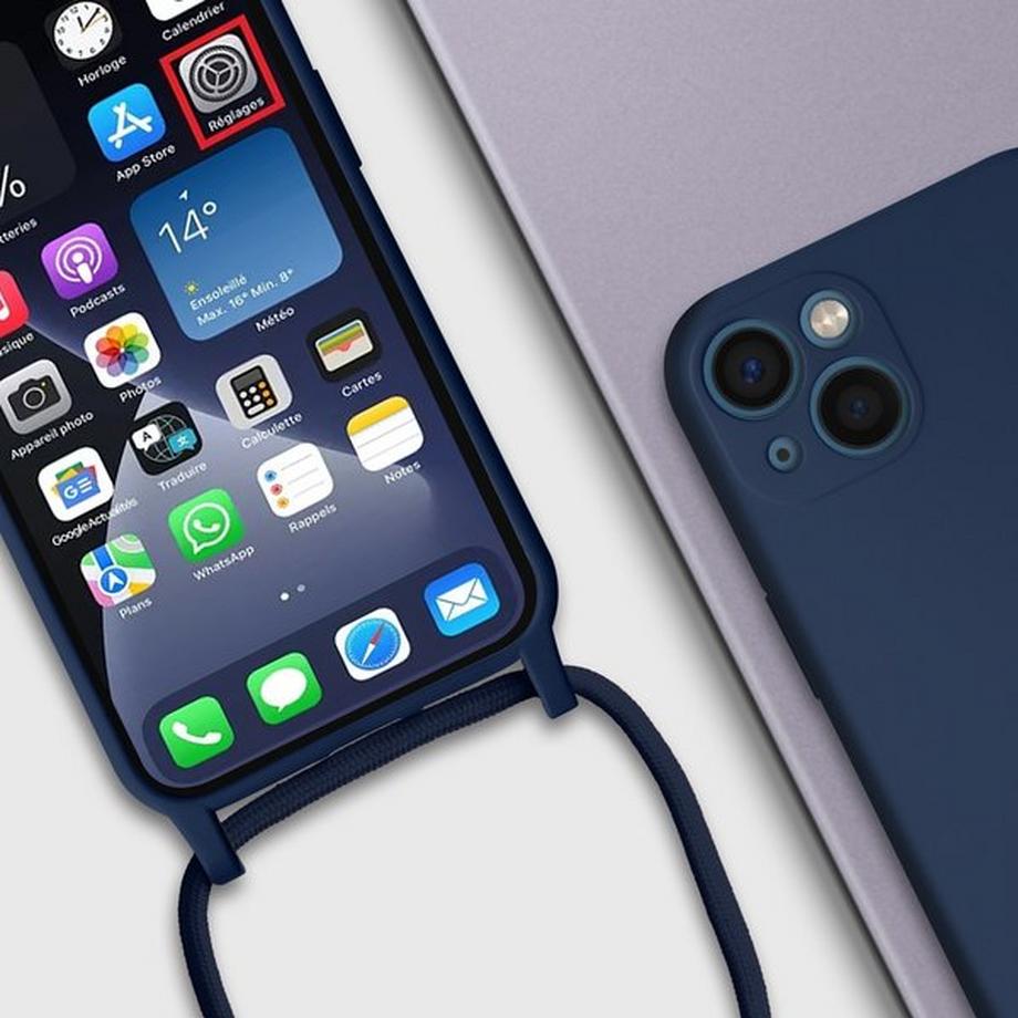 Avizar  Cover con Cordino iPhone 13 Mini Blu 