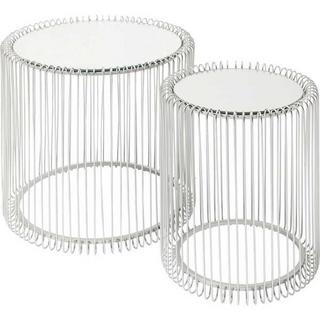 KARE Design Tavolino Wire Silver Ø44cm (set di 2)  