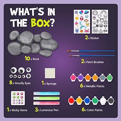 Activity-board  Set de peinture sur pierre phosphorescente pour enfants Set de peinture sur pierre pour enfants Set d'artisanat d'art 