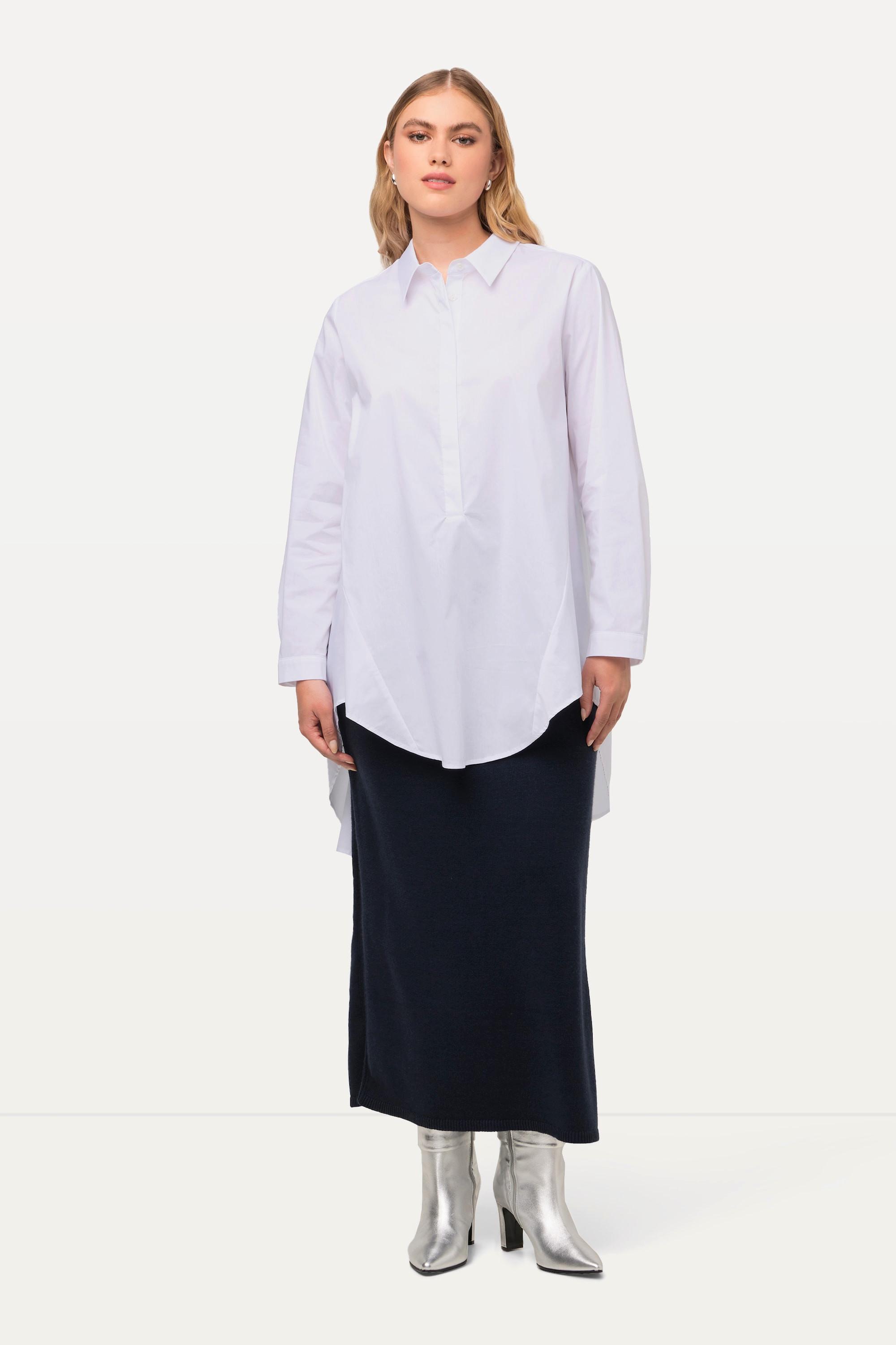 Ulla Popken  Longbluse, A-Linie, Hemdkragen, Langarm 