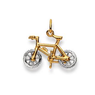 MUAU Schmuck  Anhänger Mountain Bike Bicolor Gelb-/Weissgold 750, 20x21mm 